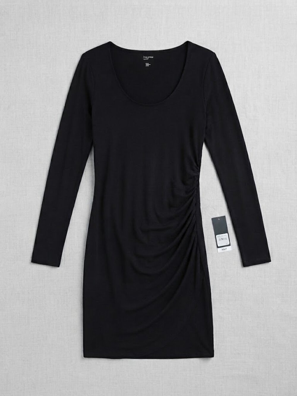 NWT Free Press Black Long Sleeve Ruched Bodycon Midi Dress Size Small